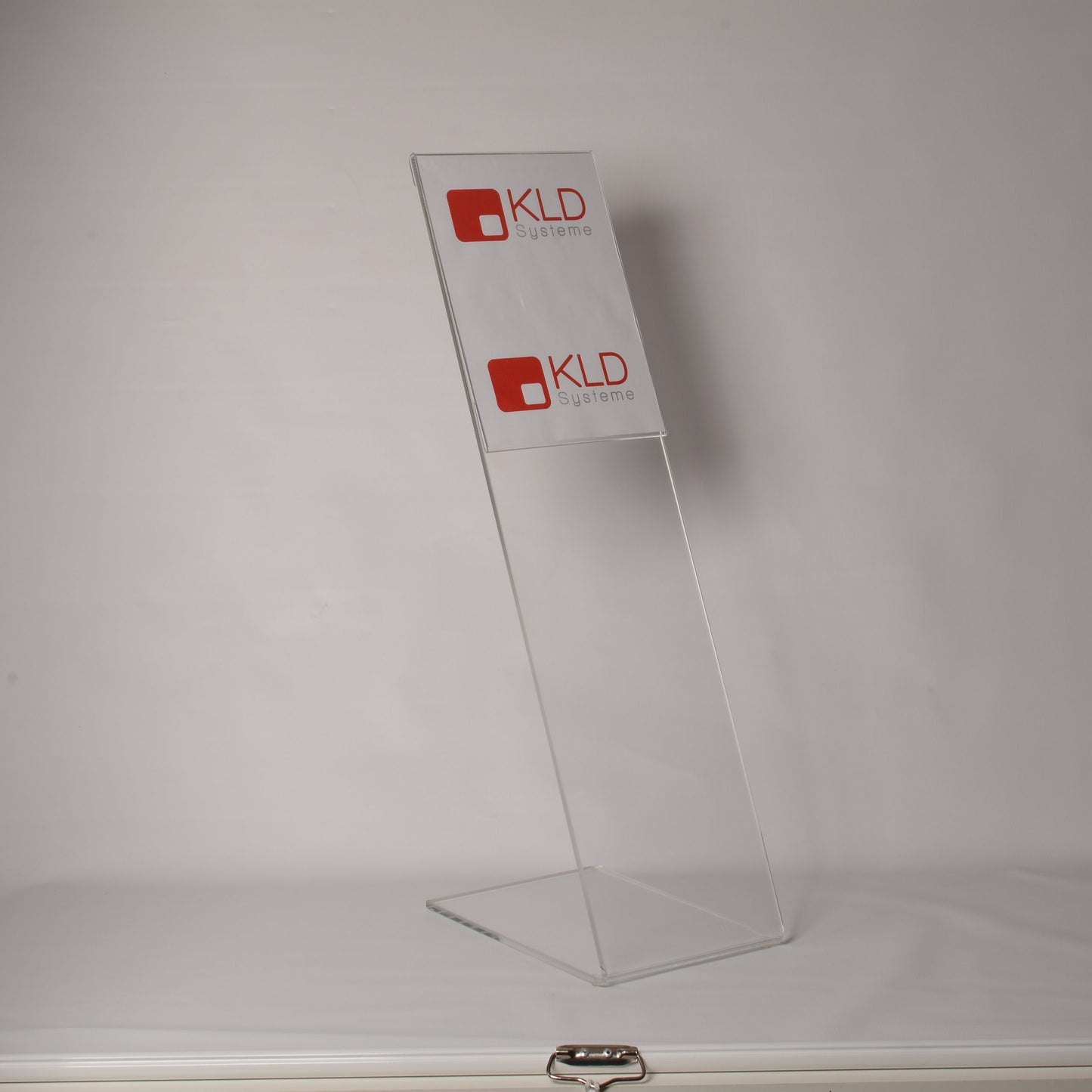 Acryl L-Aufsteller mit A4 Aufsatz, H: 500 mm, B:210 mm, T: 200 mm