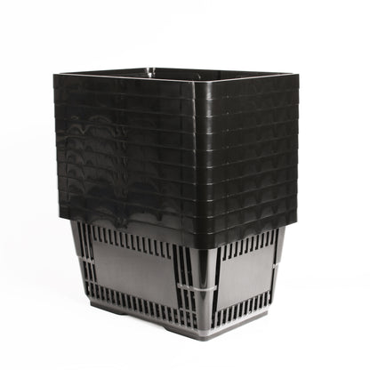 10er Set: Einkaufskorb (Recyling) 22 Liter, Kunststoff, Einzelgriff, stapelbar, Farbe: Schwarz