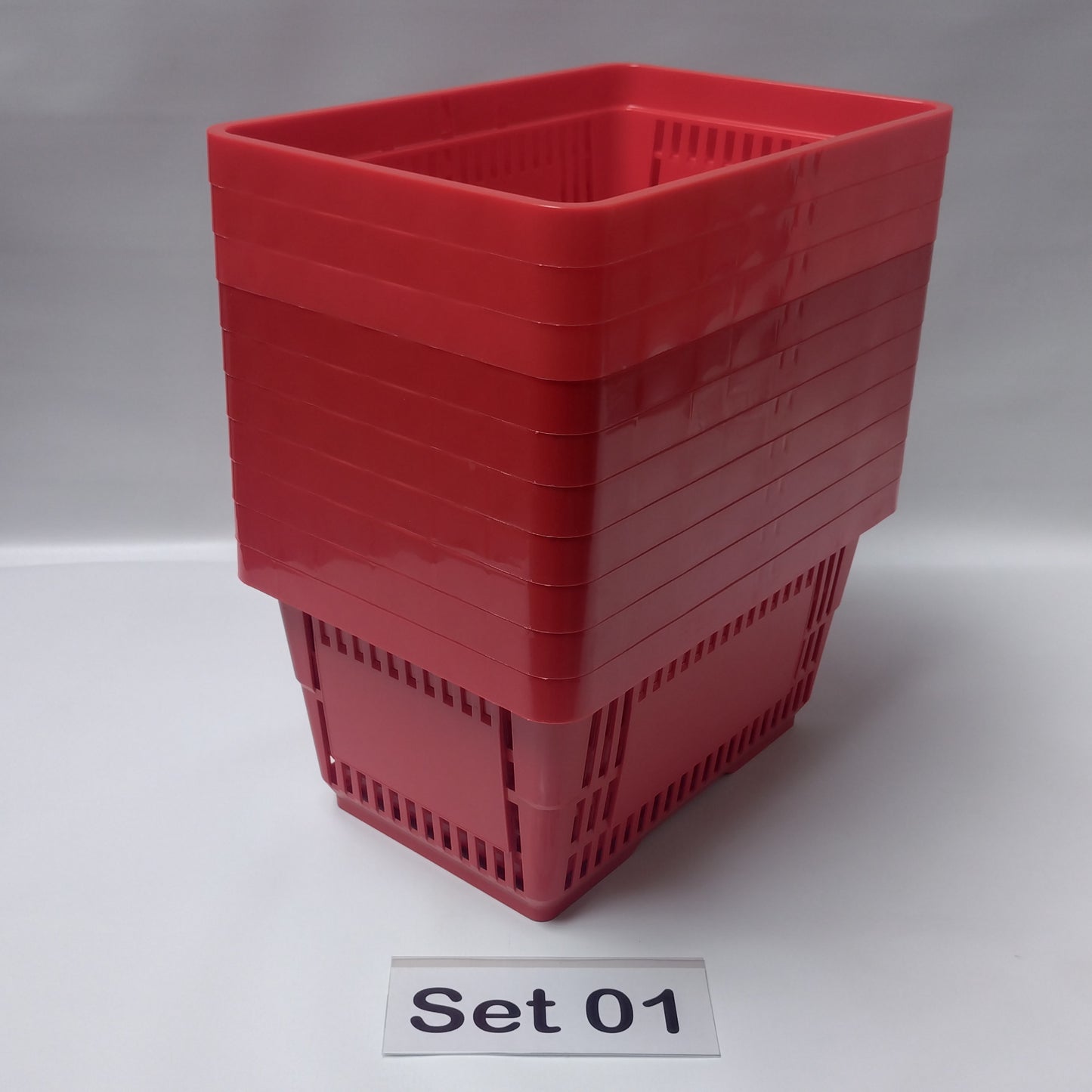 Verschiedene Sets, 10 x Einkaufskorb 22 Liter, Mehrfarbig, Kunststoff, Einzelgriff (Doppelgriff nach Wahl), stapelbar
