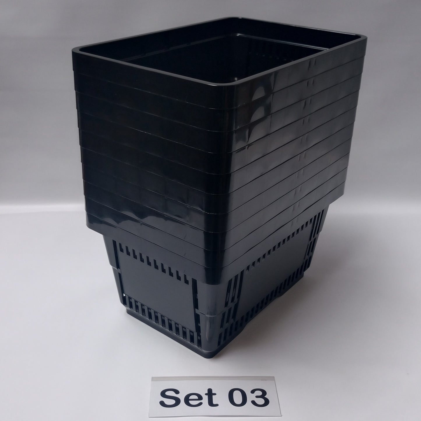 Verschiedene Sets, 10 x Einkaufskorb 22 Liter, Mehrfarbig, Kunststoff, Einzelgriff (Doppelgriff nach Wahl), stapelbar