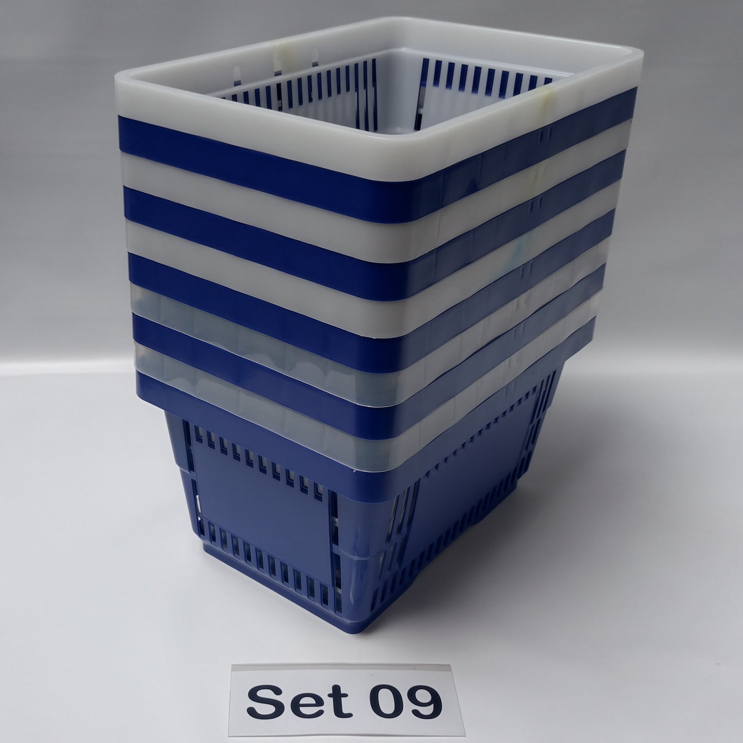 Verschiedene Sets, 10 x Einkaufskorb 22 Liter, Mehrfarbig, Kunststoff, Einzelgriff (Doppelgriff nach Wahl), stapelbar