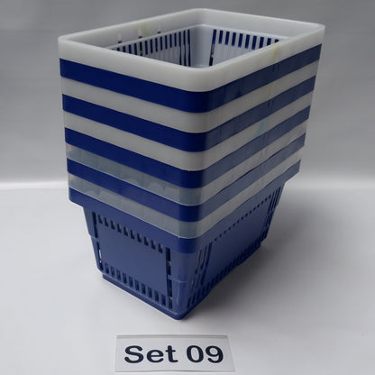 Verschiedene Sets, 10 x Einkaufskorb 22 Liter, Mehrfarbig, Kunststoff, Einzelgriff (Doppelgriff nach Wahl), stapelbar