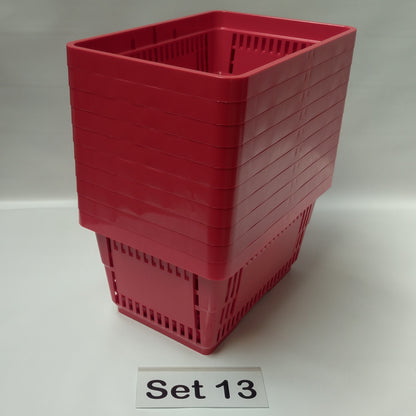 Verschiedene Sets, 10 x Einkaufskorb 22 Liter, Mehrfarbig, Kunststoff, Einzelgriff (Doppelgriff nach Wahl), stapelbar