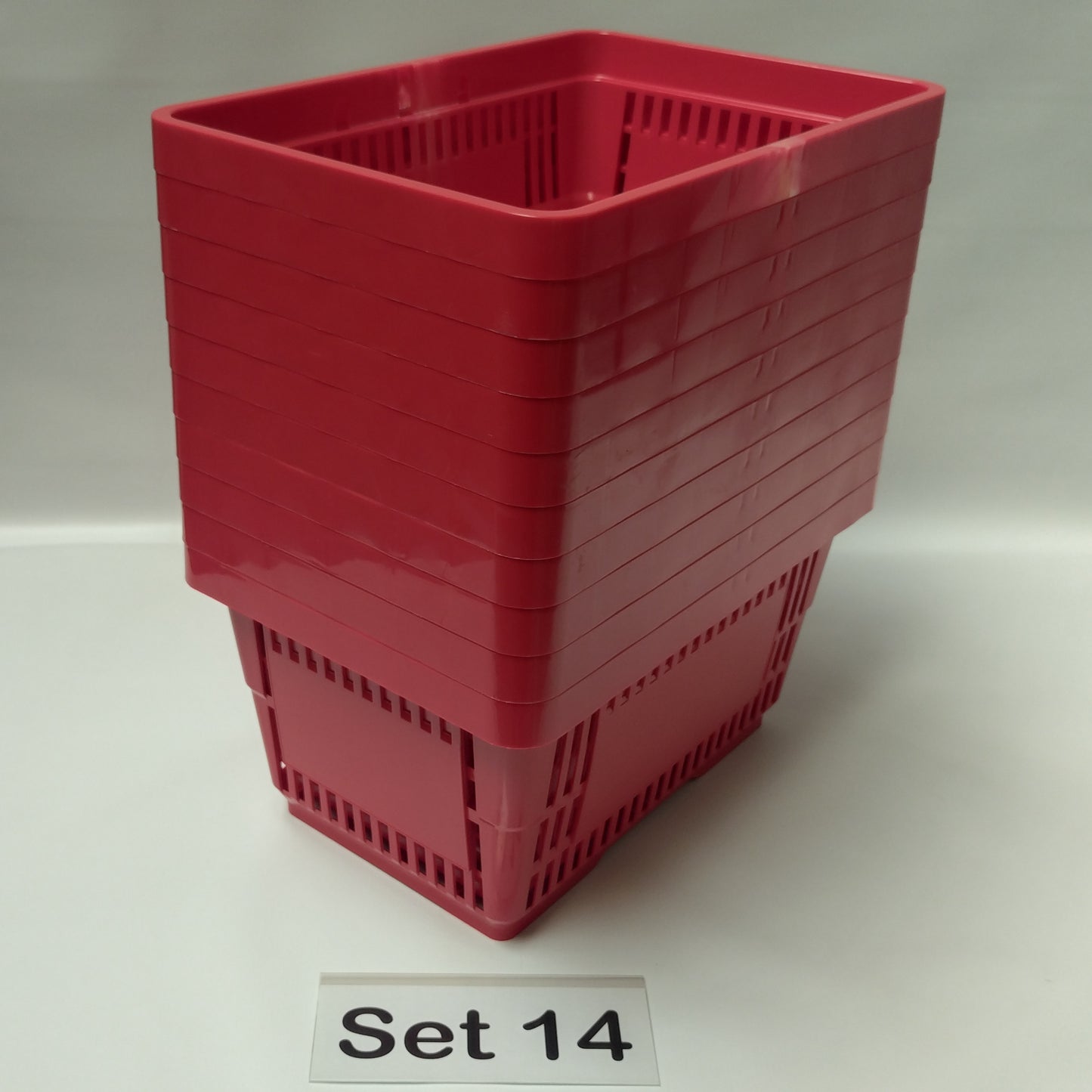 Verschiedene Sets, 10 x Einkaufskorb 22 Liter, Mehrfarbig, Kunststoff, Einzelgriff (Doppelgriff nach Wahl), stapelbar