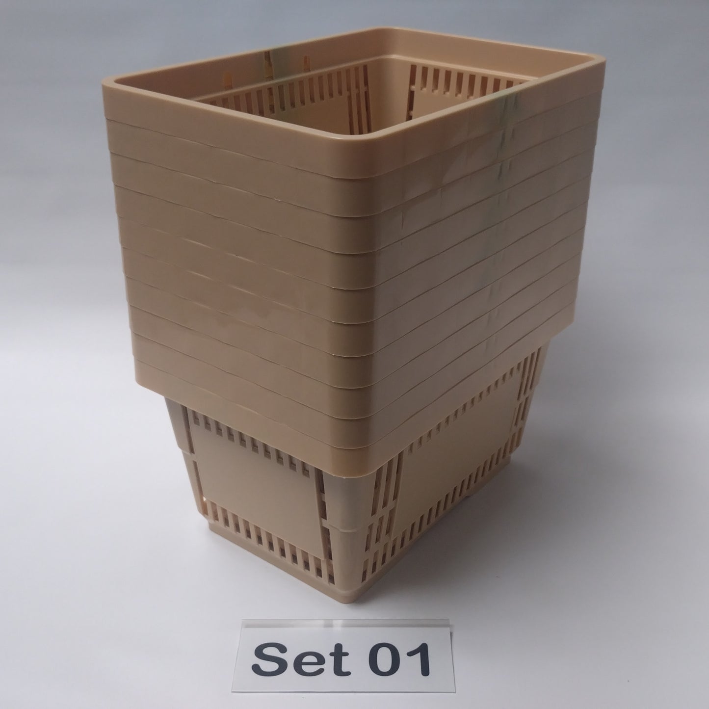 Verschiedene Sets, 10 x Einkaufskorb 22 Liter, Mehrfarbig, Kunststoff, Einzelgriff (Doppelgriff nach Wahl), stapelbar