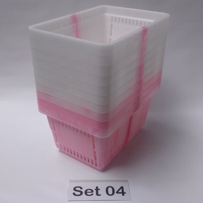 Verschiedene Sets, 10 x Einkaufskorb 22 Liter, Mehrfarbig, Kunststoff, Einzelgriff (Doppelgriff nach Wahl), stapelbar