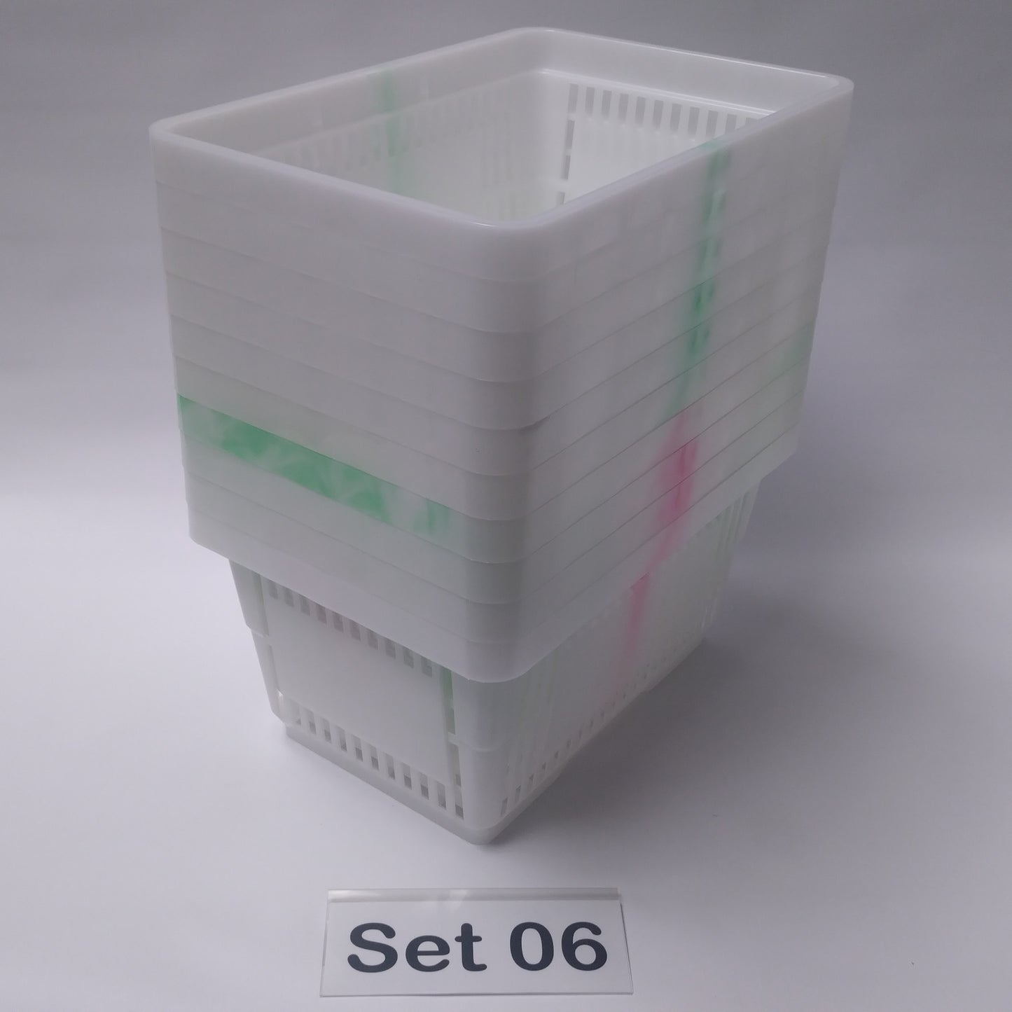 Verschiedene Sets, 10 x Einkaufskorb 22 Liter, Mehrfarbig, Kunststoff, Einzelgriff (Doppelgriff nach Wahl), stapelbar