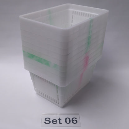 Verschiedene Sets, 10 x Einkaufskorb 22 Liter, Mehrfarbig, Kunststoff, Einzelgriff (Doppelgriff nach Wahl), stapelbar