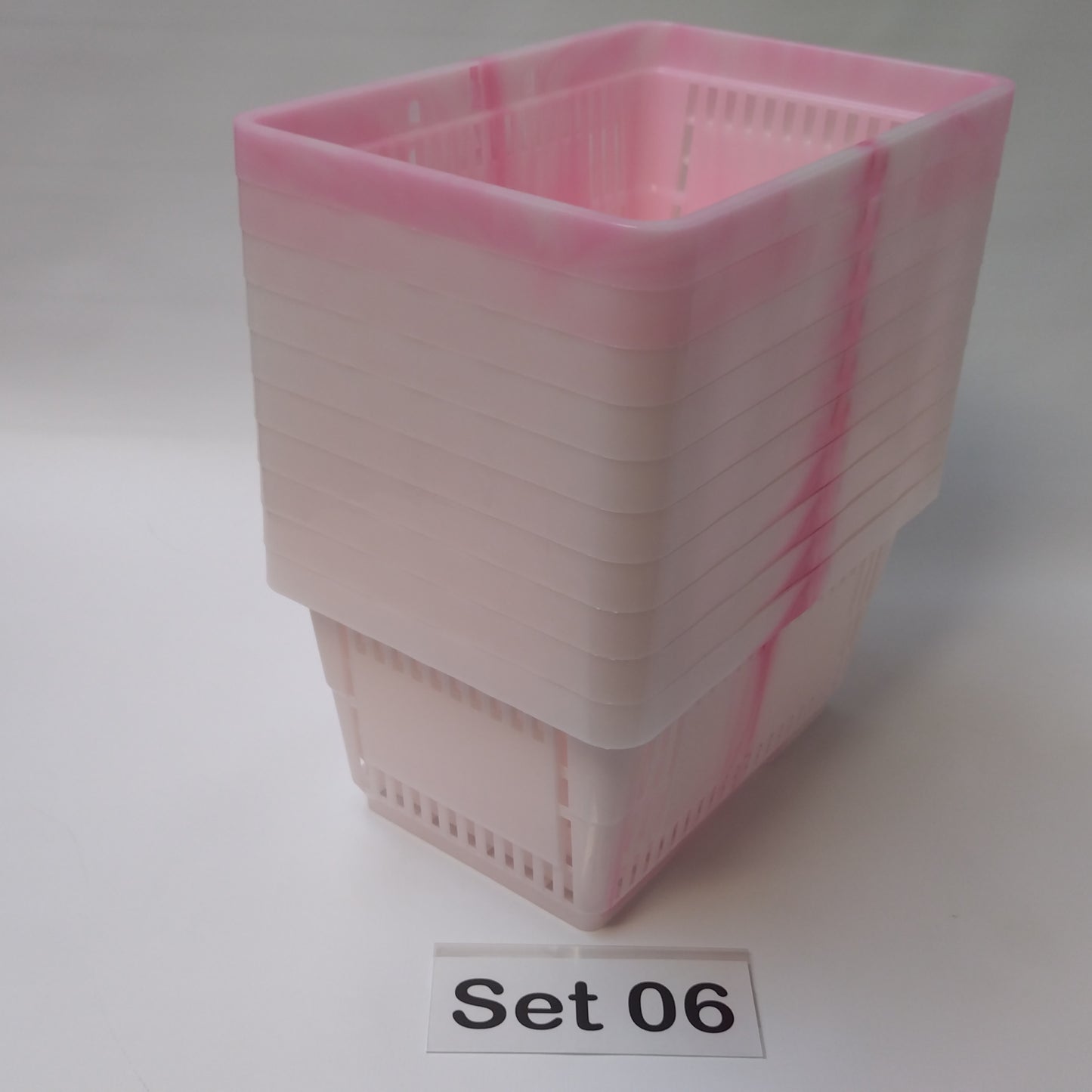 Verschiedene Sets, 10 x Einkaufskorb 22 Liter, Mehrfarbig, Kunststoff, Einzelgriff (Doppelgriff nach Wahl), stapelbar