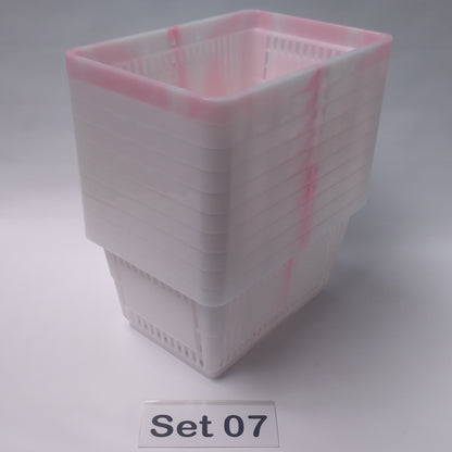 Verschiedene Sets, 10 x Einkaufskorb 22 Liter, Mehrfarbig, Kunststoff, Einzelgriff (Doppelgriff nach Wahl), stapelbar