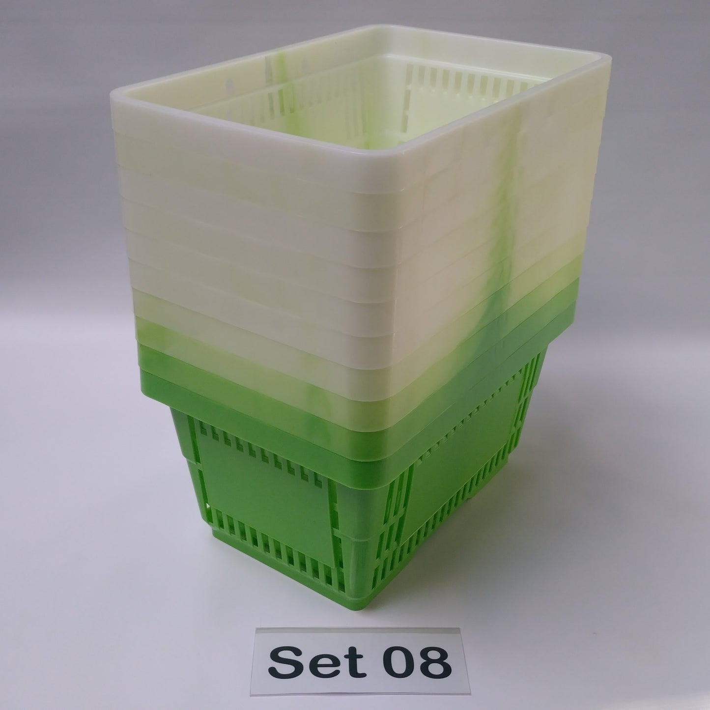 Verschiedene Sets, 10 x Einkaufskorb 22 Liter, Mehrfarbig, Kunststoff, Einzelgriff (Doppelgriff nach Wahl), stapelbar