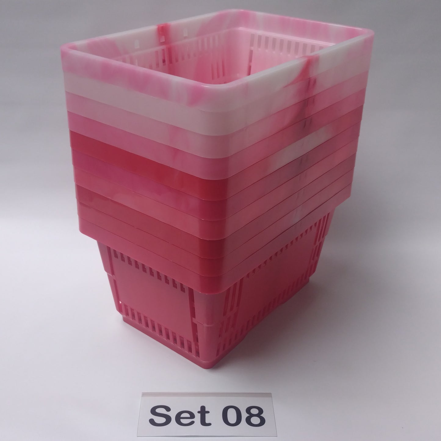 Verschiedene Sets, 10 x Einkaufskorb 22 Liter, Mehrfarbig, Kunststoff, Einzelgriff (Doppelgriff nach Wahl), stapelbar