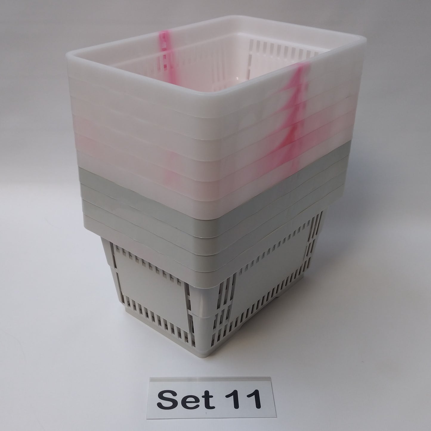 Verschiedene Sets, 10 x Einkaufskorb 22 Liter, Mehrfarbig, Kunststoff, Einzelgriff (Doppelgriff nach Wahl), stapelbar