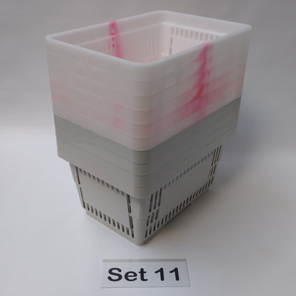 Verschiedene Sets, 10 x Einkaufskorb 22 Liter, Mehrfarbig, Kunststoff, Einzelgriff (Doppelgriff nach Wahl), stapelbar
