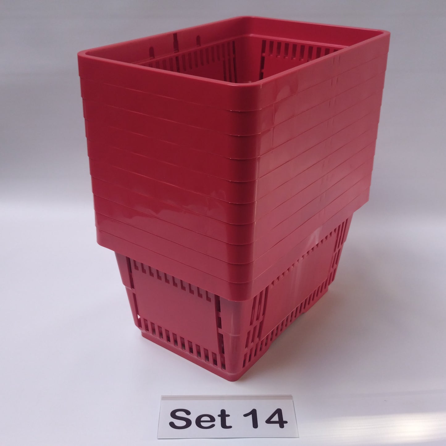 Verschiedene Sets, 10 x Einkaufskorb 22 Liter, Mehrfarbig, Kunststoff, Einzelgriff (Doppelgriff nach Wahl), stapelbar