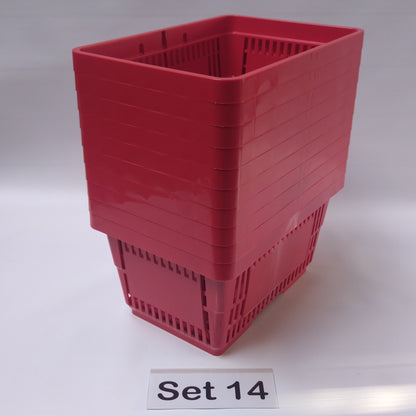 Verschiedene Sets, 10 x Einkaufskorb 22 Liter, Mehrfarbig, Kunststoff, Einzelgriff (Doppelgriff nach Wahl), stapelbar