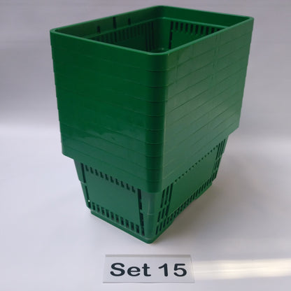 Verschiedene Sets, 10 x Einkaufskorb 22 Liter, Mehrfarbig, Kunststoff, Einzelgriff (Doppelgriff nach Wahl), stapelbar