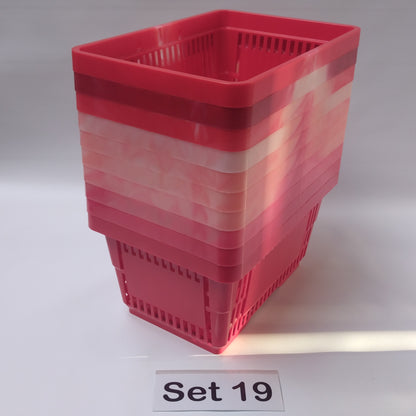 Verschiedene Sets, 10 x Einkaufskorb 22 Liter, Mehrfarbig, Kunststoff, Einzelgriff (Doppelgriff nach Wahl), stapelbar
