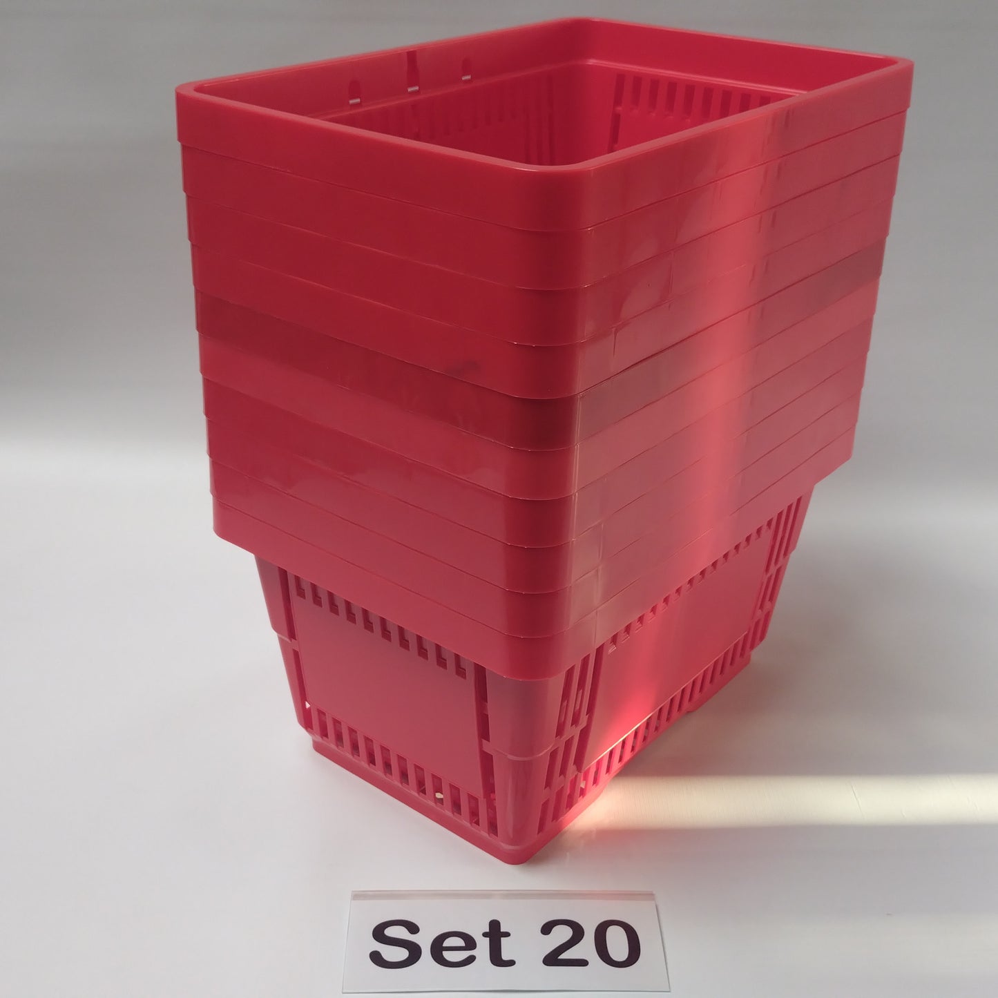 Verschiedene Sets, 10 x Einkaufskorb 22 Liter, Mehrfarbig, Kunststoff, Einzelgriff (Doppelgriff nach Wahl), stapelbar