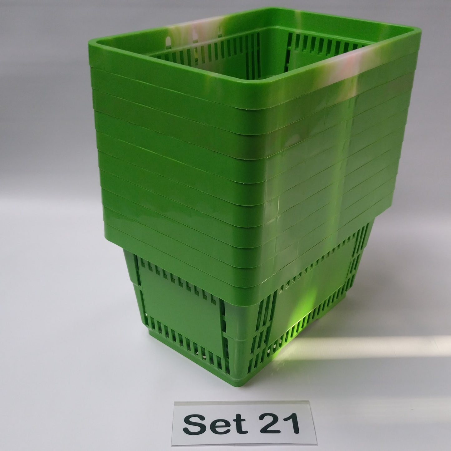 Verschiedene Sets, 10 x Einkaufskorb 22 Liter, Mehrfarbig, Kunststoff, Einzelgriff (Doppelgriff nach Wahl), stapelbar