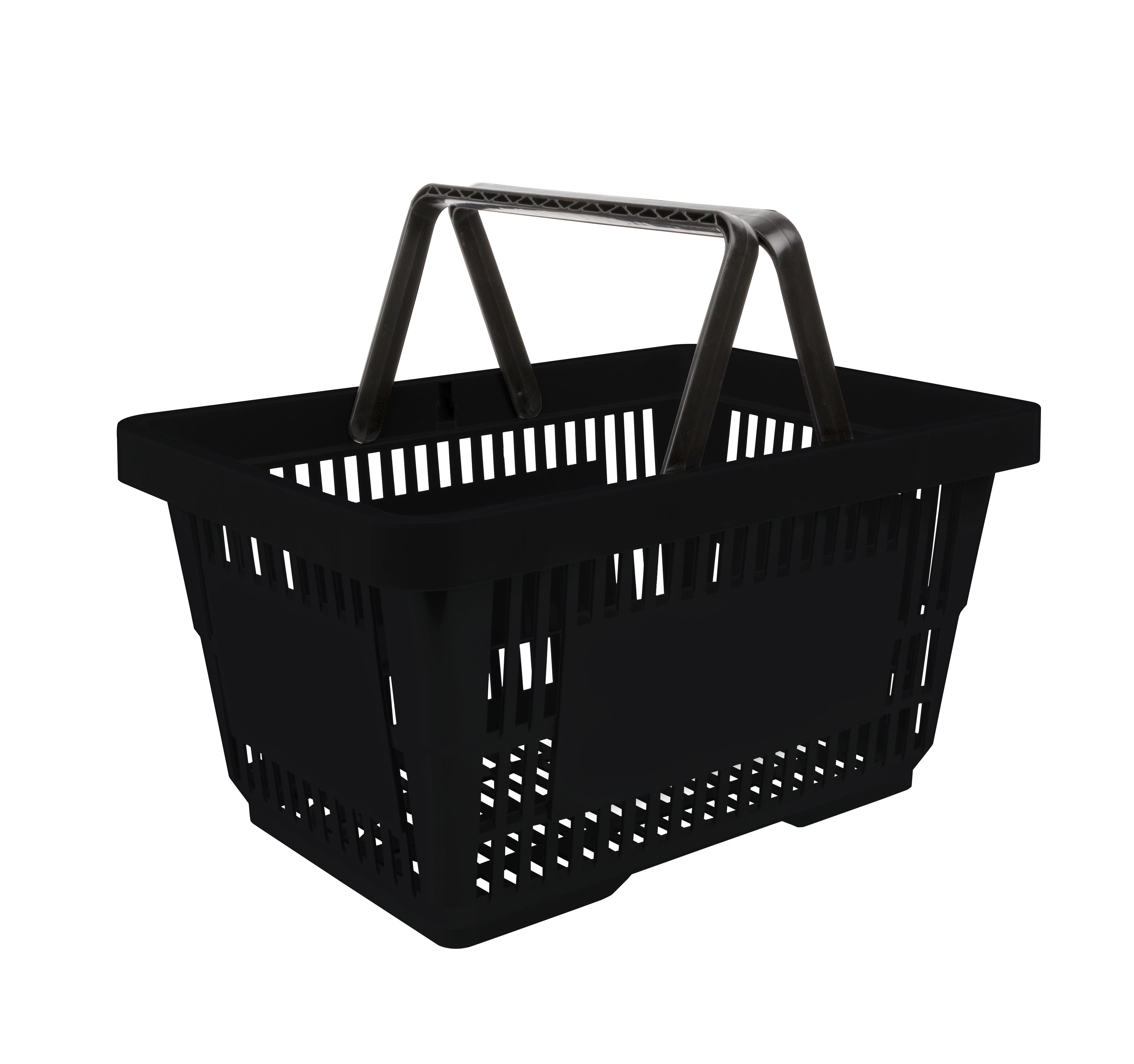 Einkaufskorb 22 Liter, Kunststoff, Einzelgriff oder Doppelgriff, stapelbar,  Farbe: Schwarz – KLD Shop | Einkaufskörbe